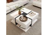 Tavolino Da Caffè Lucido Aiorber, Tavolino Con 4 Cassetti, Design Unico Per Colori E Linee, Spazio Di Archiviazione Sottostante. 78*78*36 Cm