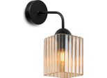 Lampada Da Parete Riffle Nera A 1 Luce Con Paralume Cubico Color Miele E27 – Elegante Lampada Da Parete Per Interni Moderni
