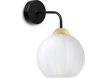 Applique Costa Nero-Oro A 1 Luce Con Sfera Bianca E27 – Elegante Lampada Da Parete Per Un'illuminazione Interna Di Stile
