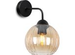 Applique Costa Nera A 1 Luce Con Sfera Color Miele E27 – Elegante Lampada Da Parete Per Un'illuminazione Calda