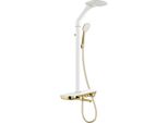 Mexen Blaze Set Doccia Esterno Con Doccetta E Rubinetto, Bianco/Oro - 78109-25