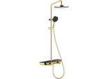 Mexen Axis Set Doccia Esterna Con Soffione E Rubinetto, Oro/Nero - 78112-75
