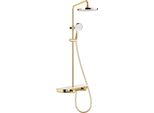 Mexen Axis Set Doccia Esterno Con Soffione E Rubinetto, Oro/Bianco - 78112-25