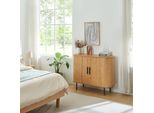 Cassettiera 'Tvedestrand' Con 2 Ante Scorrevoli 100 X 40 X 80 Cm Colori Legno / Nero