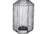 Gilde Windlicht, "Wire"", Glas, Metall, Schwarz, , H. 34 Cm, D. 22 Cm 69655"