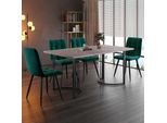 Gruppo Da Pranzo Flieks Tavolo Da Pranzo Con 4 Sedie Da Pranzo, Set Tavolo Da Cucina 5 Pezzi, Tavolo Da Cucina Con 4 Sedie Da Pranzo, Sedia Con Rivestimento In Velluto, Verde Grigio
