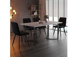 Gruppo Da Pranzo Flieks Tavolo Da Pranzo Con 4 Sedie Da Pranzo, Set Tavolo Da Cucina 5 Pezzi, Tavolo Da Cucina Con 4 Sedie Da Pranzo, Sedia Con Rivestimento In Velluto, Nero Grigio