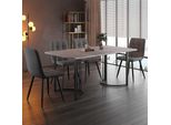 Flieks Gruppo Da Pranzo Tavolo Con 4 Sedie Da Pranzo, Gruppo Di Seduta Tavolo Da Cucina 5 Pezzi, Tavolo Da Cucina Con 4 Sedie Da Pranzo, Sedia Con Rivestimento In Lino, Grigio