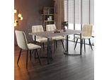 Gruppo Da Pranzo Flieks Tavolo Da Pranzo Con 4 Sedie Da Pranzo, Set Tavolo Da Cucina 5 Pezzi, Tavolo Da Cucina Con 4 Sedie Da Pranzo, Sedia Con Rivestimento In Velluto, Beige Grigio