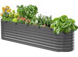 Fioriera Rialzata In Metallo - 240X60X56Cm Grigio Scuro - Fioriera Per Orto - Ideale Per Giardino E Balcone