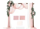 Set Arco Nuziale In Metallo Con Decorazioni - Incl. 2X Fiori, 3X Tende - Arco Nuziale Per Decorazione Cerimonia Nuziale