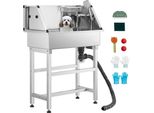 Stazione Di Lavaggio In Acciaio Inox Per La Toelettatura Del Cane - Bagno Per Animali - Dimensioni 870X490X1225Mm - Vasca Di Lavaggio Per Cani Per La Toelettatura Professionale