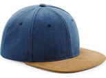 Cappello / Berretto / Cappello Beechfield B668 | Suede Peak Snapback - Colore: Blu Denim - Taglia: Unica