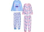 Lilo & Stitch - Pigiama Con Pantaloni Lunghi Per Bambina (Confezione Da 2) NS8797 (116) (Rosa/Blu)