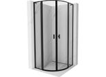 Mexen Mist L Cabina Doccia Semicircolare Apribile 80 X 80 Cm, Cornice Nera, Nero - 8A32L-080-080-70-70