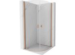 Mexen Mist Cabina Doccia Semicircolare A Battente 80 X 80 Cm, Trasparente, Rame Spazzolato - 8A31-080-080-65-00