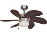 Ventilatore Da Soffitto Modello Aral Wengé/Nickel Satinato Potenza: 50W Lama: ø76Cm Edm