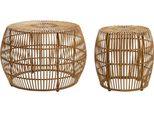 Set Di 2 Tavoli Dkd Home Decor In Bambù Marrone Chiaro 70 X 70 X 50 Cm