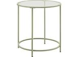 Tavolino Vasagle Rotondo, Tavolino Da Caffè, Tavolino In Vetro, Con Superficie In Vetro Temperato E Struttura In Metallo, Comodino, Tavolino Da Divano, Balcone, Verde Alloro