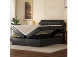 Letto Imbottito Fortuna Lai 140X200Cm, Letto Matrimoniale Con Struttura In Metallo A Doghe, Ampio Vano Contenitore, Apribile Su Entrambi I Lati, Nero