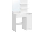 Vasagle, Toletta, Toletta, Toletta Con Specchio, 1 Cassetto, 2 Ripiani, Mobile Contenitore, Organizer Per Il Trucco Bianco