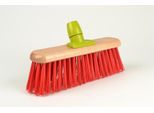 Linea Street Broom - Robusta Scopa Per Esterni Con Manico In Legno Laccato Rosso