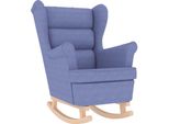 Vidaxl Poltrona A Dondolo Blu Denim 74X90X102 Cm Tessuto