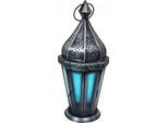 Lanterna Orientale In Metallo E Vetro Ajda Blu 29Cm | Lanterna Orientale | Lanterna Marocchina In Vetro Per Interni | Lanterna Marocchina Per Esterni Come Lanterna Da Giardino