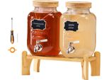Distributore Di Bevande 2X3,8L - Distributore Di Succhi Con Rubinetto - Distributore Di Bevande In Vetro Per Feste E Bar