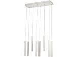 Lampada A Sospensione Prado 8 Luci Fabas Luce - Led 52 W Dimmerabile - Bianco Opaco Design Lineare