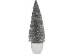 Albero Di Natale Medio 10 X 33 X 10 Cm In Plastica Bianca Argentata