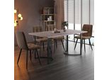 Gruppo Da Pranzo Flieks Tavolo Da Pranzo Con 4 Sedie Da Pranzo, Set Tavolo Da Cucina 5 Pezzi, Tavolo Da Cucina Con 4 Sedie Da Pranzo, Sedia Con Rivestimento In Velluto, Marrone Grigio