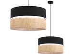 Lampada A Sospensione Rattan Duo Nera, Paralume In Rattan Nero