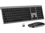 Tastiera E Mouse Wireless Ricaricabili, Tastiera Wireless Qwertz Tedesca Sottile Per Windows/Pc, Computer, Laptop, Smart Tv, Grigio E Nero