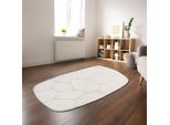 Tappeto Da Salotto Effetto Altezza In Fantasia Astratta Color Crema Dimensioni - 160 X 230 Cm Ovale