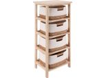 Tendance | Mensola Da Bagno - Mensola Da Bagno - 37 X 27 X 86 Cm - Marrone-Bianco - Mensola Portaoggetti - Con 4 Livelli