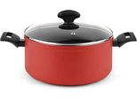 Fagor Maxima Pentola A Induzione 20 Cm In Alluminio Rivestimento Antiaderente Pfoa Free, Coperchio In Vetro Rosso
