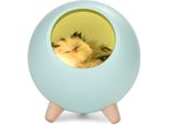 Habarri | Luce Notturna Per Bambini - Lampada Notturna Con Gattino - Per La Stanza Dei Bambini - Verde - Con Ricarica Micro Usb