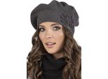 Vivisence Berretto Da Donna Con Fiori Applicati - Cappello Elegante Da Donna Inverno Per Donna Elegante Cappello A Maglia Cappello Di Lana Autunno Caldo - Grigio Scuro