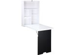 Homcom Desk Scrivania Pieghevole A Parete Con Lavagna, 5 Scomparti, Scrivania Pieghevole Scrivania Pieghevole Per Ufficio Bianco+Nero 60 X 94,5 X 147 Cm