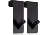 Orion | Gancio Per Porta - Gancio Per Cappotto - Set Di 2 - Metallo - Nero - Senza Foratura - 3X5X8 Cm - Da Appendere