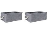 Quvio Cesto Portaoggetti - Set Di 2 - Organizzatore - Contenitore - Cesto Per Giocattoli - Cesto Decorativo - Lino - Cotone - Manici In Corda - Grigio