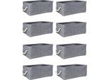 Quvio Cesto Portaoggetti - Set Di 8 - Organizzatore - Contenitore - Cesto Portagiochi - Cesto Decorativo - Lino - Cotone - Manici In Corda - Grigio