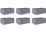 Quvio Cesto Portaoggetti - Set Di 6 - Organizzatore - Contenitore - Cesto Per Giocattoli - Cesto Decorativo - Lino - Cotone - Manici In Corda - Grigio