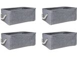 Quvio Cesto Portaoggetti - Set Di 4 - Organizzatore - Contenitore - Cesto Per Giocattoli - Cesto Decorativo - Lino - Cotone - Manici In Corda - Grigio