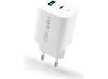 Vidvie Ple248 Caricatore Da Parete 1Xusb + 1Xusb-C Con Cavo USB-C / Usb Tipo C 3A Pd 20W Bianco