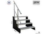 Scala A 4 Gradini Autoportante Modello 2 Autoportante Nera Scala In Acciaio Pedata Altezza 18 Cm Larghezza 160 Cm Altezza 72 Cm Con 1X Ringhiera
