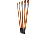 Set Di Pennelli Filbert 5Pcs, Capelli In Nylon, Per Acrilico, Acquerello, Guazzo, Pittura Del Viso, Materiale Artistico Per Studenti E Artisti