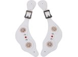 Cinghie Per Speroni Western Rhinestone Floral Boots Cinghie Per Speroni D'epoca Per Cavalieri Lunghezza Regolabile Realizzato A Mano Bianco