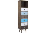 Milanihome.It - Cassettiera In Legno Mobile Per Interno Con 6 Cassetti Di Design Stile Country Moderno Vintage, Cm 40X36,5X144 Hdi Coloremulticolor